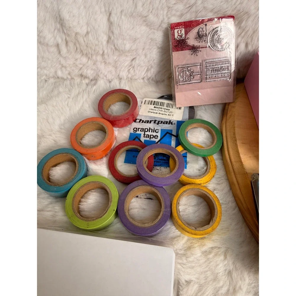 Scrapbooking Card Making Supply Lot DCWV Mariposa Matstack Stencils Stamps Tape